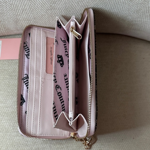 Juicy Couture Pink and Black Chain Wristlet Wallet